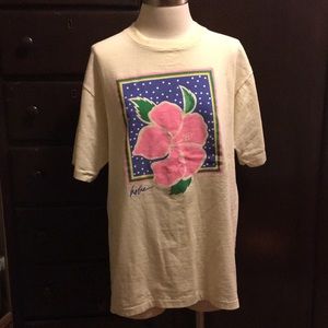 Vintage Hobie T-Shirt Hibiscus Design - L